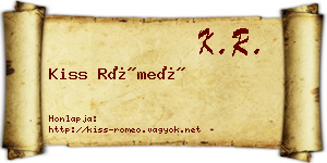 Kiss Rómeó névjegykártya
