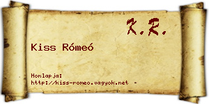 Kiss Rómeó névjegykártya